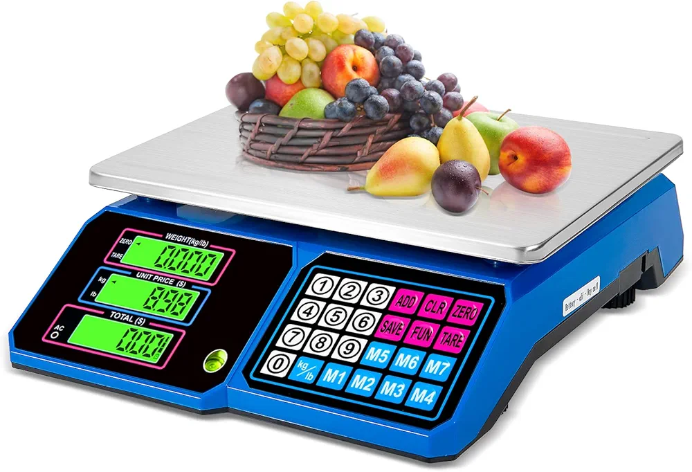 Price Computing Scale：SKEAP DS100 30kg/66 LB Digital Commercial Food Scale,Electronic Meat Scale for Farmers Markets, Retail Outlets, Supermarkets, Blue
