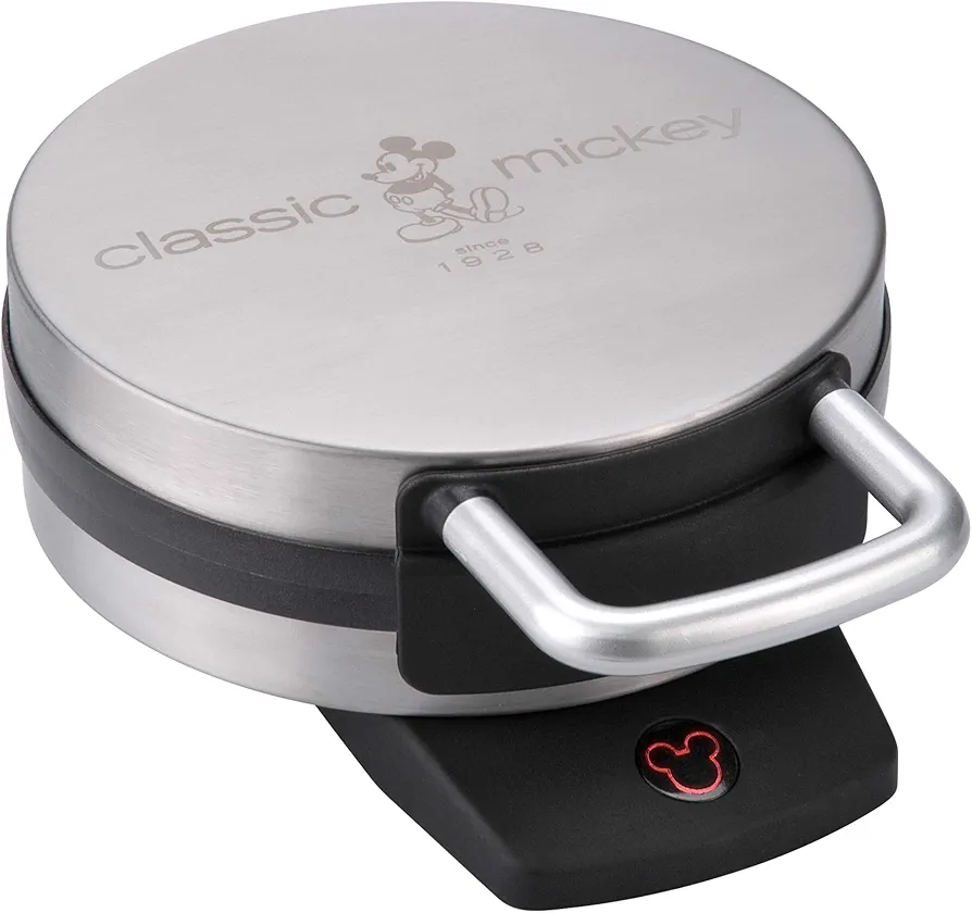 Disney Classic Mickey Waffle Maker by Select Brands - Disney Waffle Maker for Kitchen Appliances - Features Non-Stick Plates - Mickey Mouse Waffle Iron Gift for Disney Lovers - 7" Waffles
