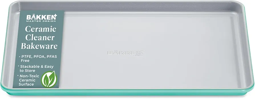 Premium Non-Stick Ceramic Baking Sheet Pan - Aluminized Steel with Ceramic Non-Stick Coating, PFOA & PFAS Free - Non-Toxic, Perfect for Baking, Roasting, and More - Medium Size (15.5" x 10") – Teal