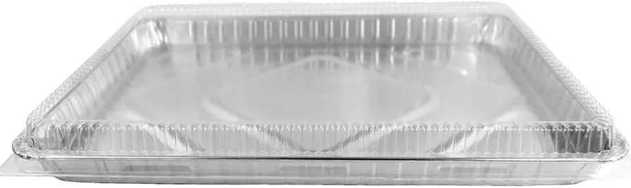 ProPac & Seal Half 1/2 Size Sheet Cake Aluminum Foil Pan w/Clear Dome Lid 17.1" L x 12.3" W x 1.25" D PACK OF (5)