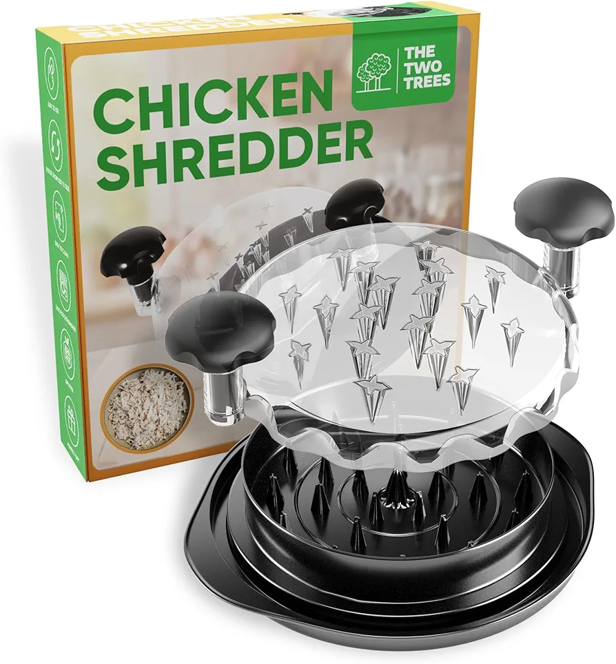 Chicken Shredder, Chicken Breast Shredder Tool Twist, Easy To Use Meat Shredder, Pulled Chicken, Ergonomic Handle, Anti-Slip, Transparent Lid, Dishwasher safe, Heat resistant, BPA Free