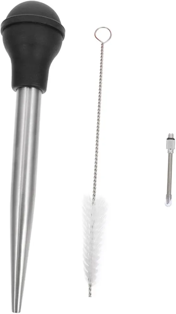 Turkey Needle Turkey Baster Injector Barbecue Meat Injector Marinade Barbecue Tool Turkey Seasoning Injector Barbecue Sauce Injector Seasoning Tube Stainless Steel HOLIDYOYO