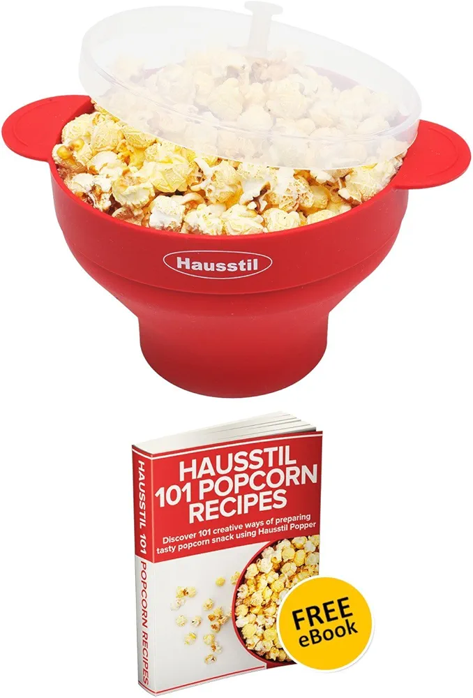 Microwave Air Popcorn Popper - Silicone Popcorn Maker Bowl for Home - Free of PVC & BPA - Healthy Instant Kernels Popping - Save on Popcorn Machine and Bags