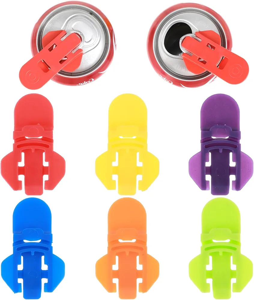6PCS Manual Easy Can Opener, Colorful Drink Can Protector Cap Soda Beer Can Opener Beverage Can Top Ring Opener Tool Plastic Shields Can Openers for Pop, Coke, Beer, Soda, Drink Aluminum Beverage