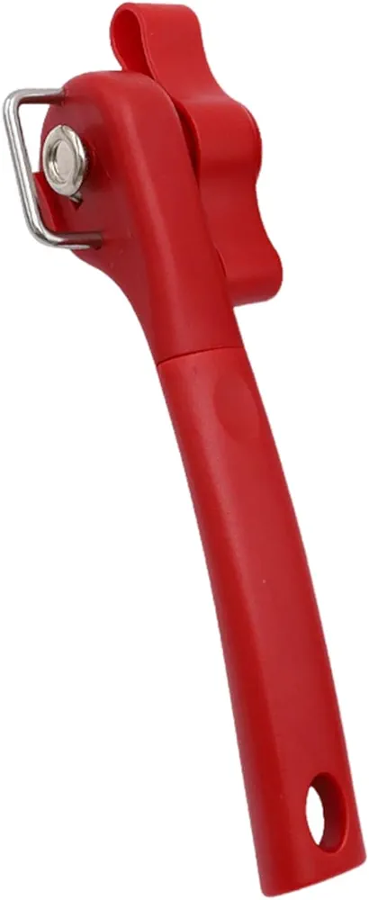 Can Opener, Side Opening Manual Opener, Ergonomic Handle Stainless Steel Lid Opener Easy Turn Knob Can Opener for Home Kitchen Bar Red