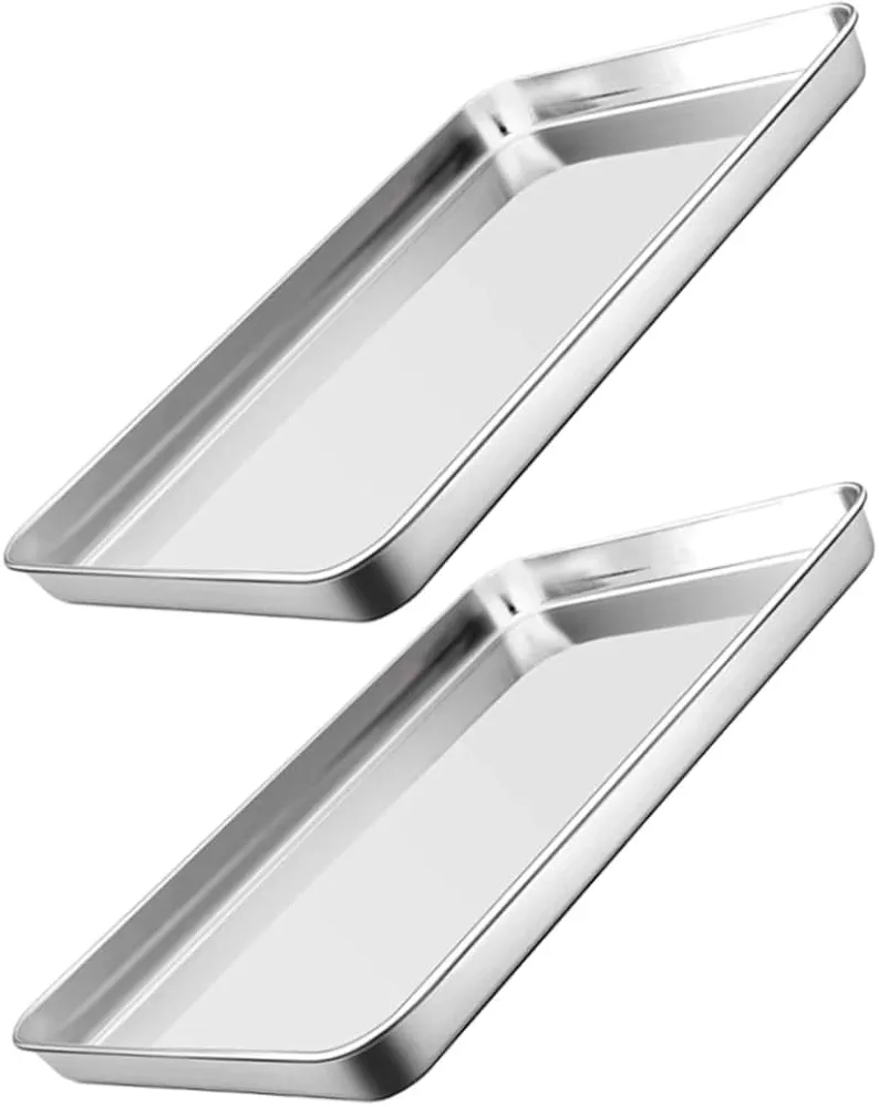 Baking Tray Stainless Steel Oven Tray No Stick Cookie Pan Baking Sheet Pans for Cooking Tools 2PCS, Oven Tray