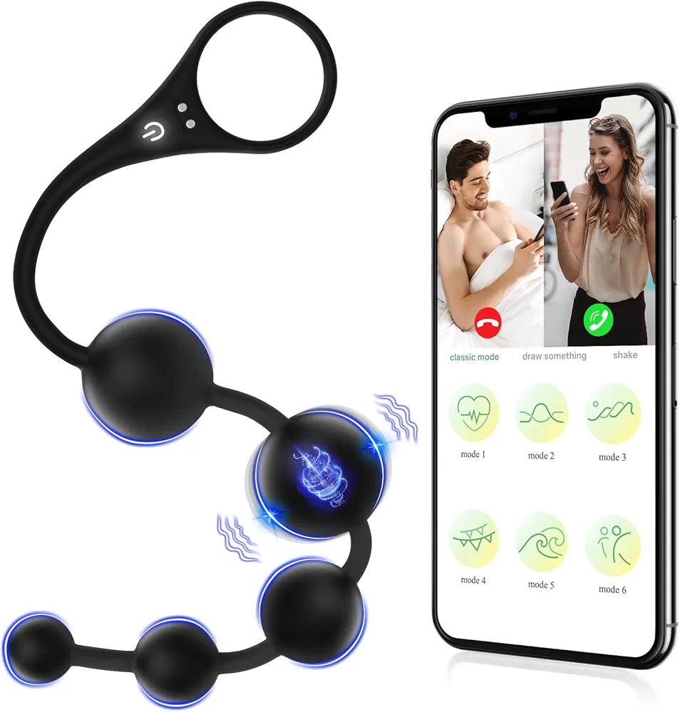 Anal Beads Vibrator Sex Toys - 14.5 Inch App Remote Control Butt Plug G-spot Vaginal Prostate Massager with 9 Vibrating Modes, Waterproof Penis Ring Vagina Stimulator Adult Toys for Men & Women