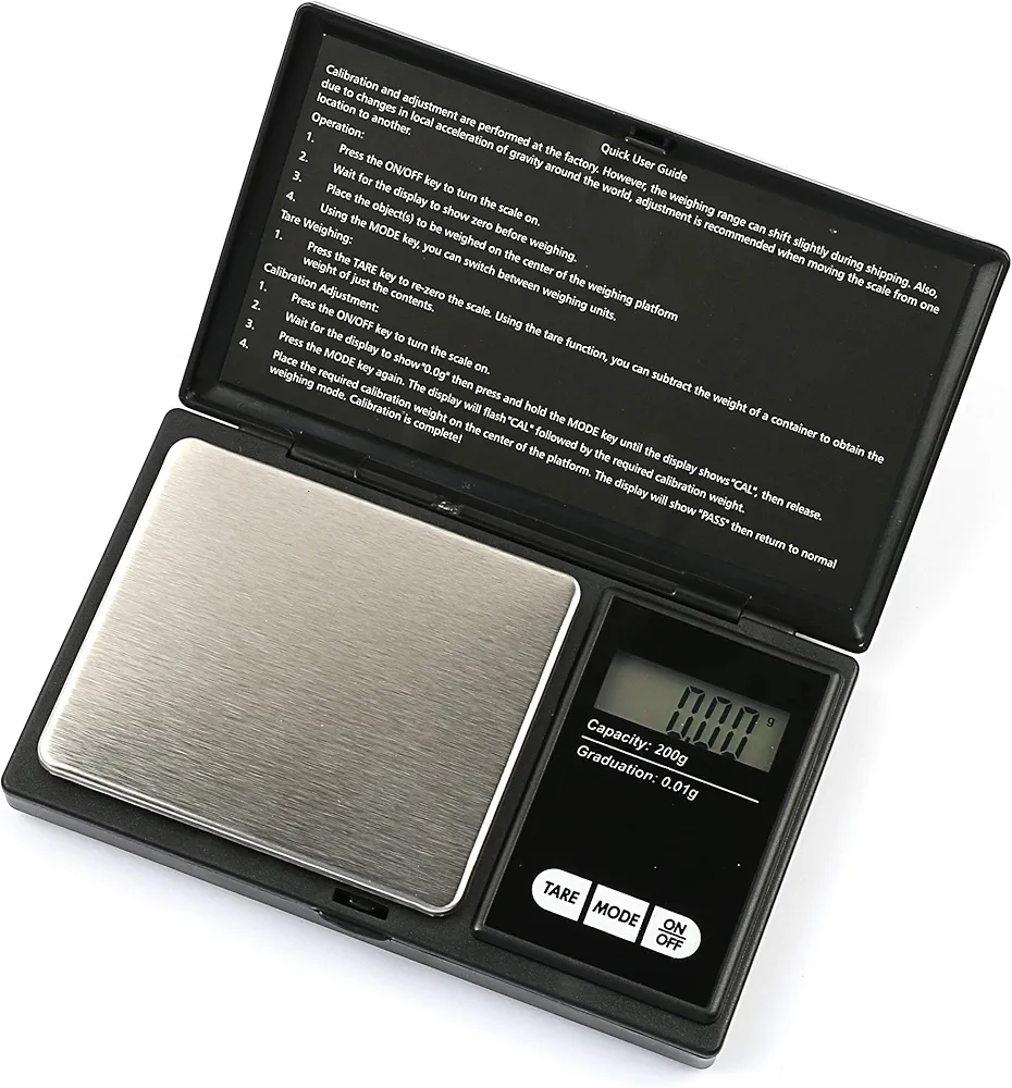 Digital Pocket Scale Jewelry Gold Diamond Weighting Scale Gram Weight Electric Scales 200g by 0.01g Food Scale Kitchen Scale Min LCD Light