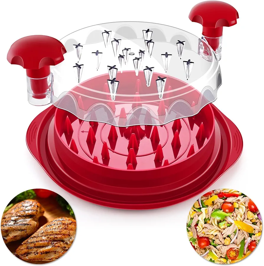 Chicken Shredder Large Chicken Breast Shredder Tool Twist with Brush & Fork, Visible Meat Shredder Machine, Strong Anti-Slip Strip, Ergonomic Handle, BPA Free, Perfect for Pork, Beef, and Chicken