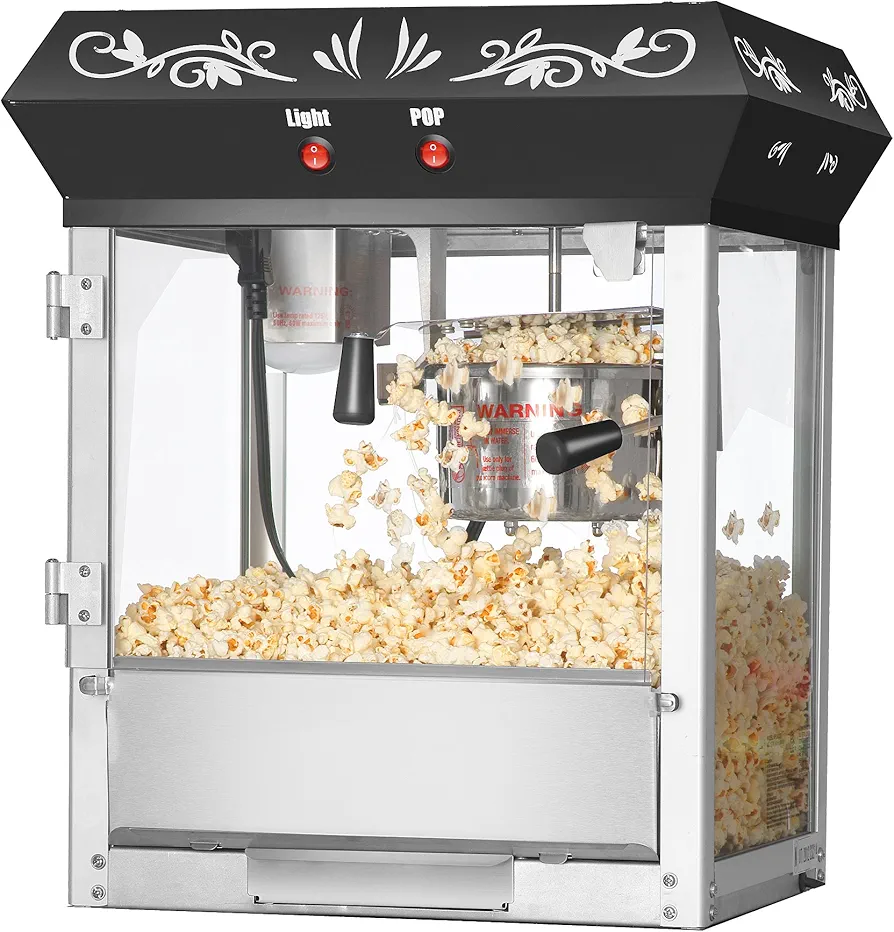 6111 Great Northern Popcorn Black Foundation Top Popcorn Popper Machine, 4 Ounce