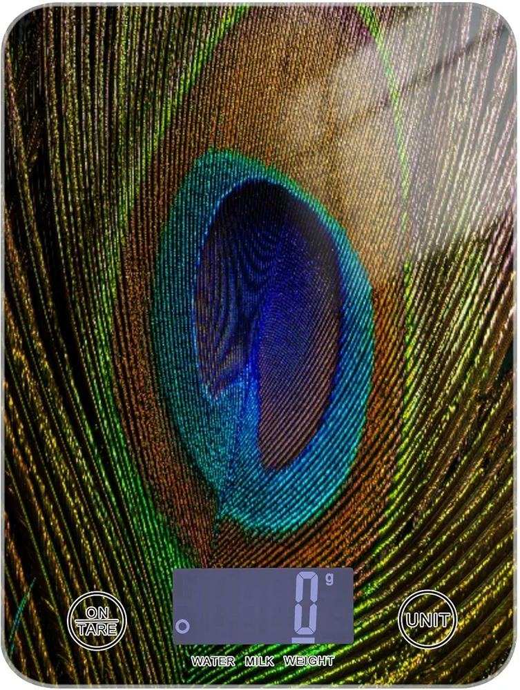 ALAZA Food Scale, Peacock Feather Digital Food Kitchen Scale for Weight Loss, Baking, Cooking, Keto and Meal Prep, 5g/0.18 oz - 5kg/11LB