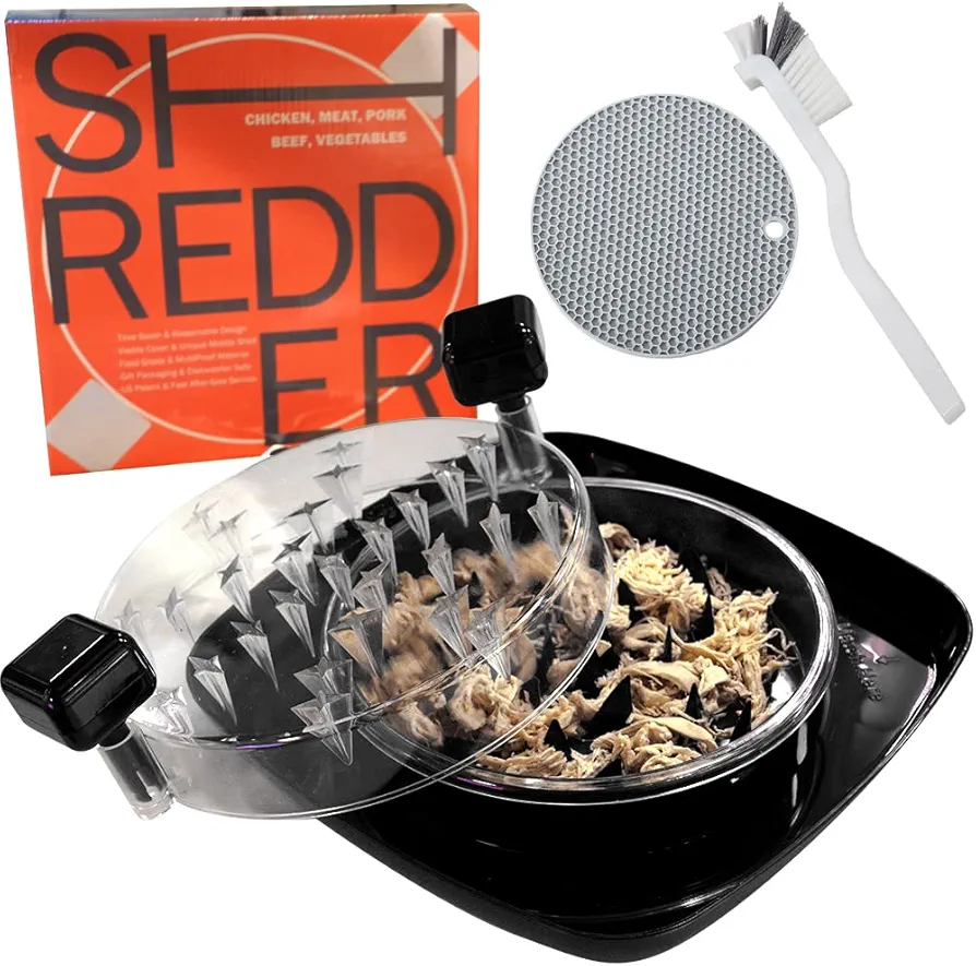 Upgrade Chicken Shredder - Meat Shredder with Detachable Plate - Visible Chicken Breast Shredder Tool Twist with Strong Grip and Sharp Spikes for Cutting Meats Vegetables Hard Cheese(Black)