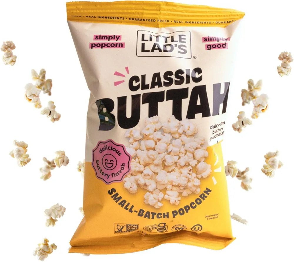 Little Lad’s Healthy Popcorn (Buttah) - Vegan, Gluten-Free, Non-GMO Popcorn with Rich Butter Flavor 100% Plant-Based, 5.4 Oz (Pack of 3)