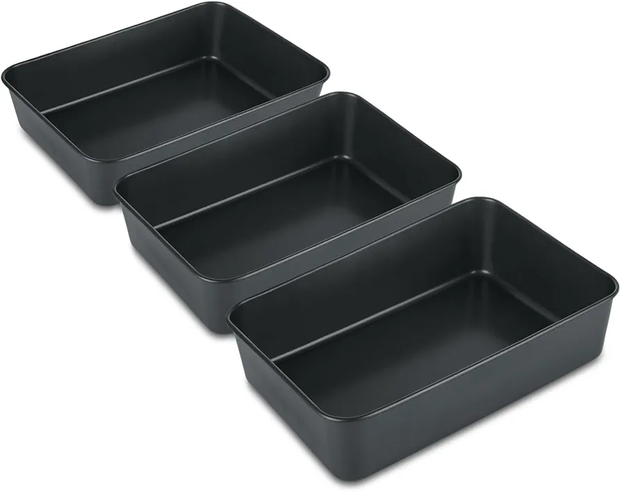 3 Pack Heavy Duty Baking Sheets Non Stick 10.2x7.5 Deep Baking Pans Set Nonstick Cookie Sheets for Baking Dish Rectangle Cake Pan Steel Baking Trays for Oven Trays for Cooking Brownie Bakeware