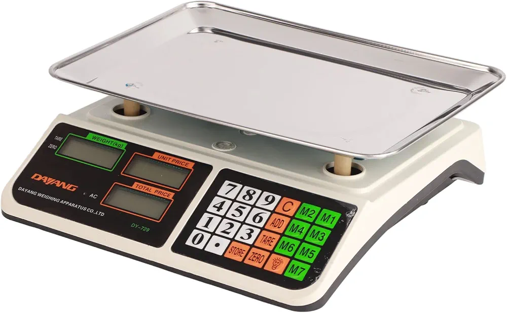 Price Computing Scale 0.035oz to 66lb, Stainless Steel and Plastic, 2 Side Screen, Large Buttons, High Accuracy, for Store Market Home (Type 1)