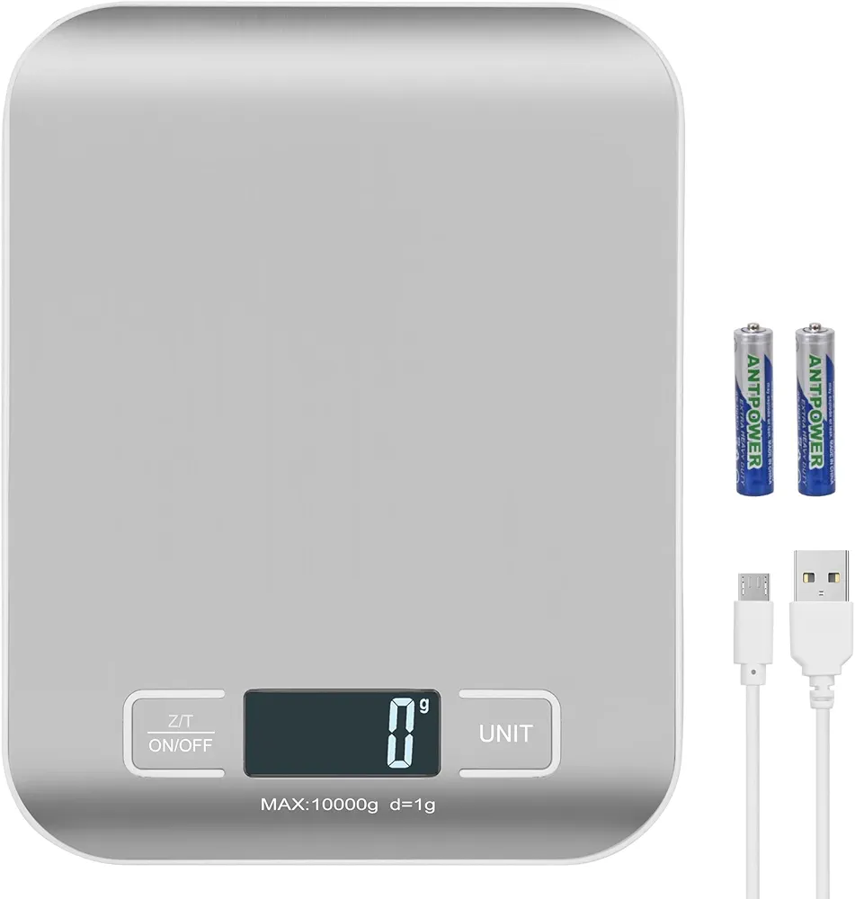 Digital Shipping Scale,Stainless Steel Panel, Accurate 10kg/1g Portable Postal Scale for Packages, Small Business,Kitchen, Food, Handmade, Liquids, and Boutique (Silver)
