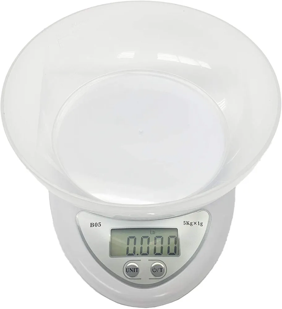 5kg/1g Digital LCD Electronic Kitchen Scales Diet Food Compact (Scale with Bowl)