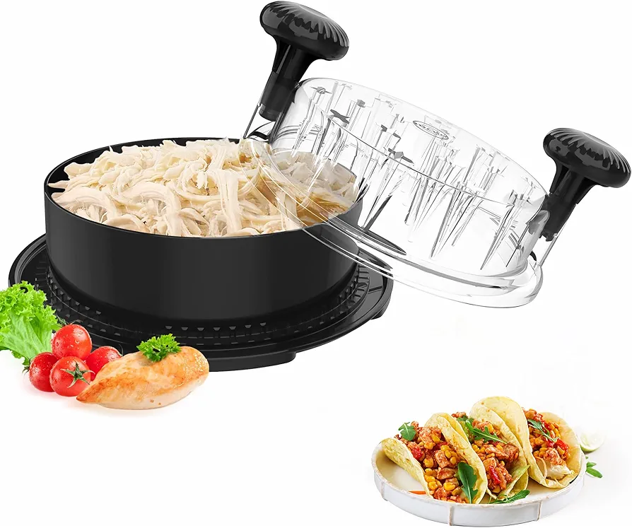 Chicken Shredder, Small Chicken Breast Shredder Tool Twist, Visible Meat Shredder Machine with Widened Anti Slip Mat Fix, Chicken Grinder Suitable for Pork, Beef, Chicken, Dishwasher Washable