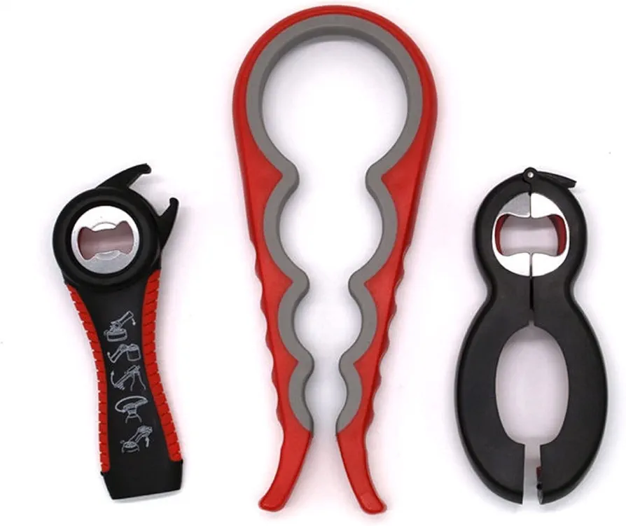 3Pcs Jar Opener and Can Opener, for Weak Hands, Seniors with Arthritis, 4 &5 & 6 In 1 Wide Application Multi Function Non-Slip Lid Opener Gift for Friend Parents Grandparents