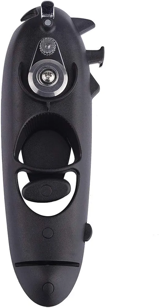 Cans Opener Manual Can Opener Stainless Steel Cans Opener ABS Eight in One Can Opener Black Multi Function Cans Opener for Kitchen Camping Picnic