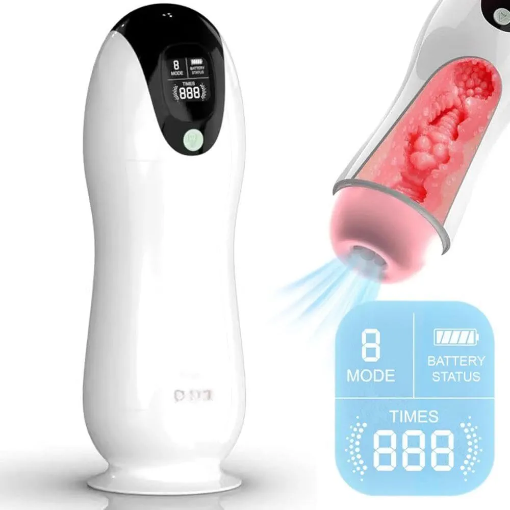 3 in 1 Automatic Male Masturbator Cup with Sucking & Vibrating & Thrusting Modes, Realistic Vagina Pocket Pussy Stroker with 3D Textured for Penis Stimulation, Adult Oral Sex Toys