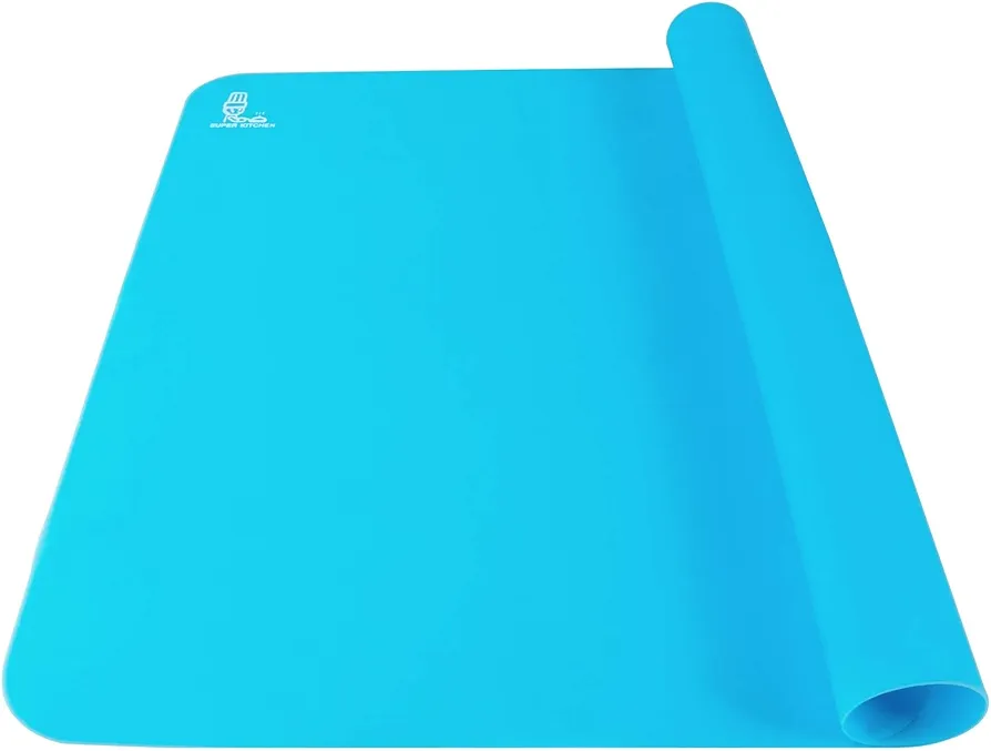 SUPER KITCHEN Food Grade Non-stick Silicone Pastry Mat - For Nonskid Table Mat,Silicon Baking Mat, Dough Rolling mat,Countertop Protector, Pie and Fondant Mat 23.4''15.6''