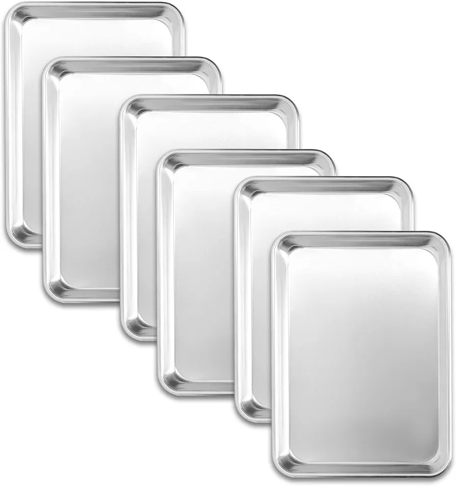 6 Pack Quarter Size Baking Sheet Pan, Aluminum Commercial Cookie Sheet Pan, Durable & Anti-Stick 13”x 10”