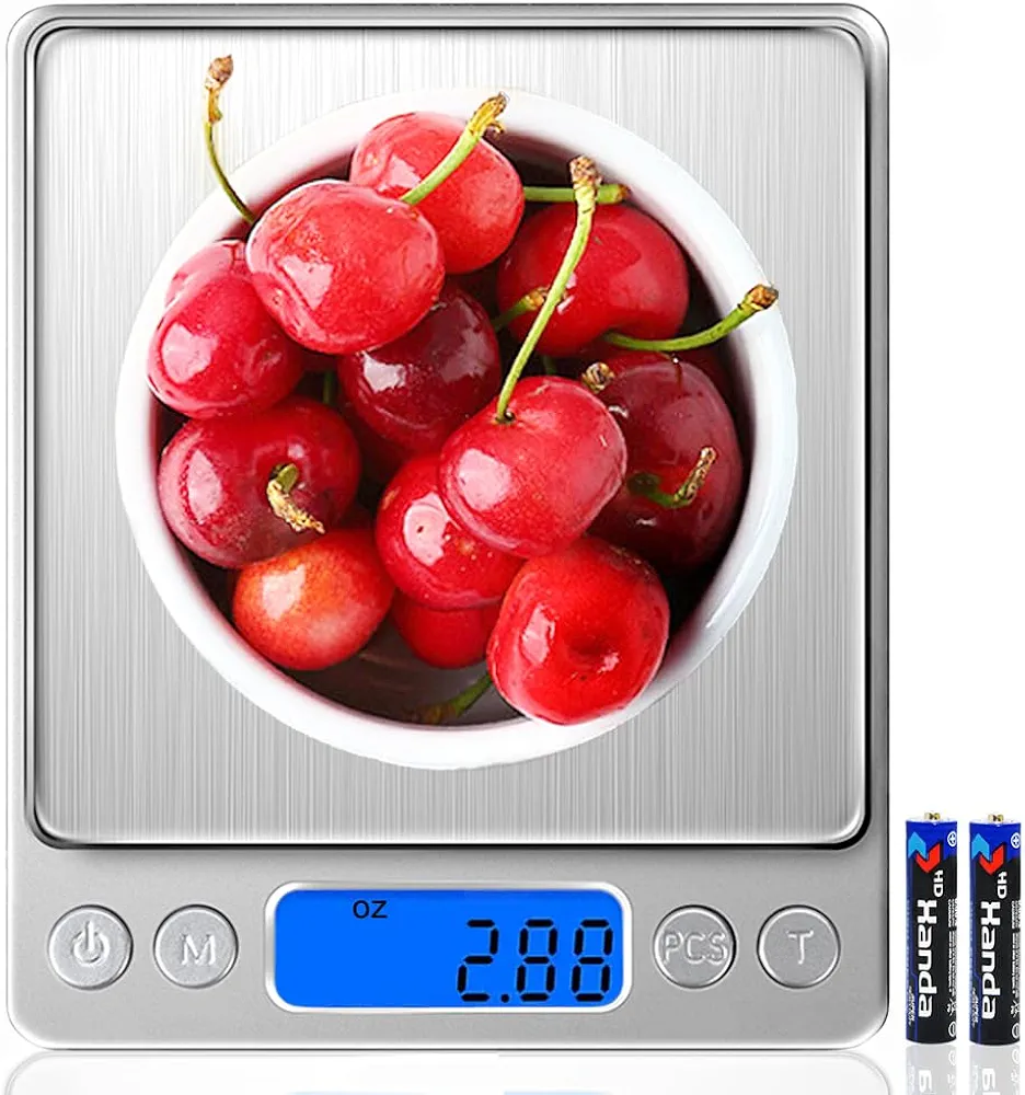 Food Scale Digital Kitchen Scale for Food Ounces and Grams, Small Pocket Scale for Weight, Cooking, Coffee, Jewelry, Baking, 3000g, 0.1g/0.01oz Precision (2 Trays)