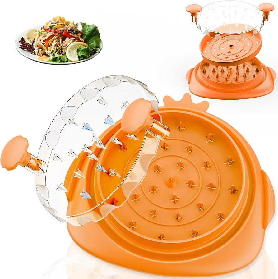 Chicken Shredder with Separate Plate, Chicken Shredder Tool Twist Large,Cute Chicken-Shaped Meat Shredder Tool for Chicken, Pork, and Vegetables, BPA-Free, Dishwasher Safe (Orange)