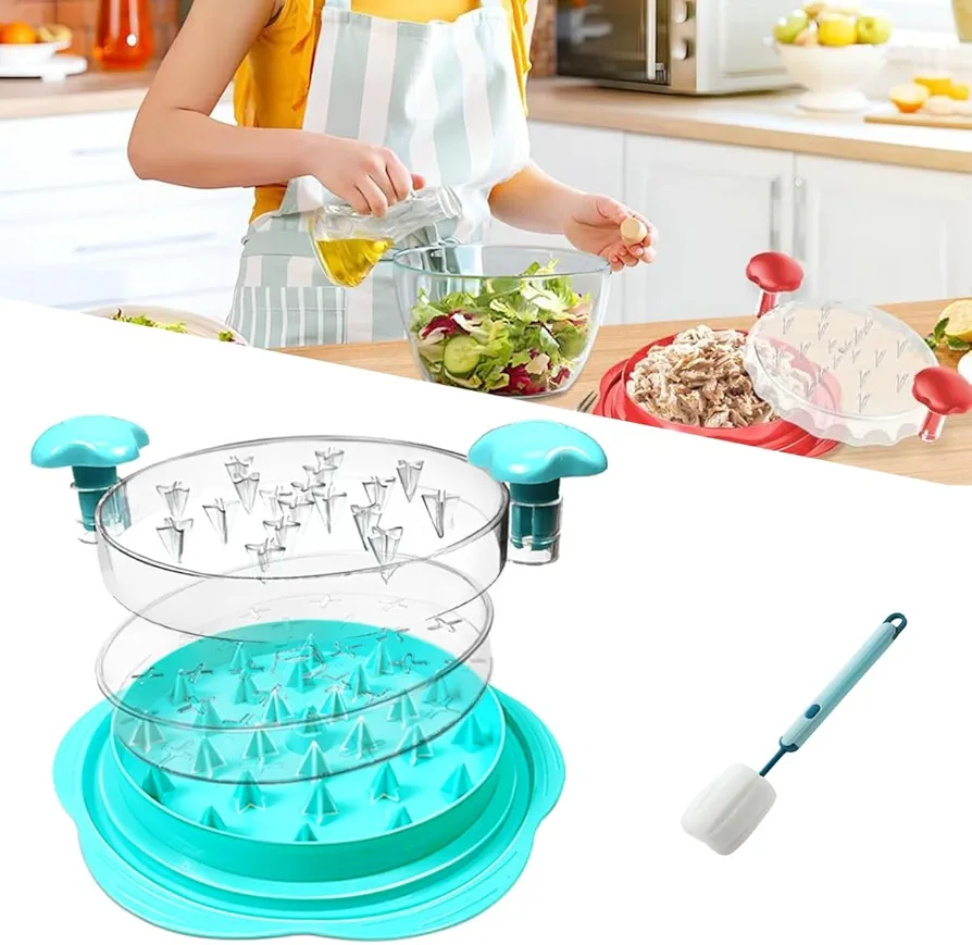 Chicken Shredder Tool Twist, Chicken Shredder, Chicken Shredder Tool, for Chicken Beef Pork, Chicken Breast, Kitchen, Household(Blue,3-Tier)