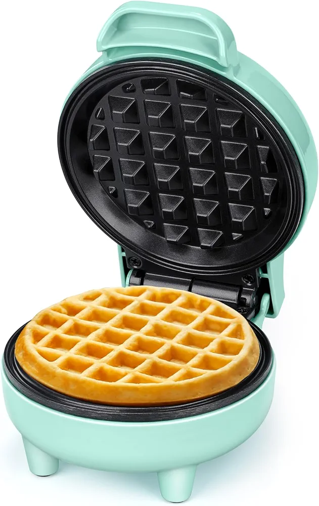 YASHE Mini Waffle Maker, 550W Waffle Iron, Ready Indicator Light, Cool Touch Handle, Non Stick Coating, Compact Size, Green…
