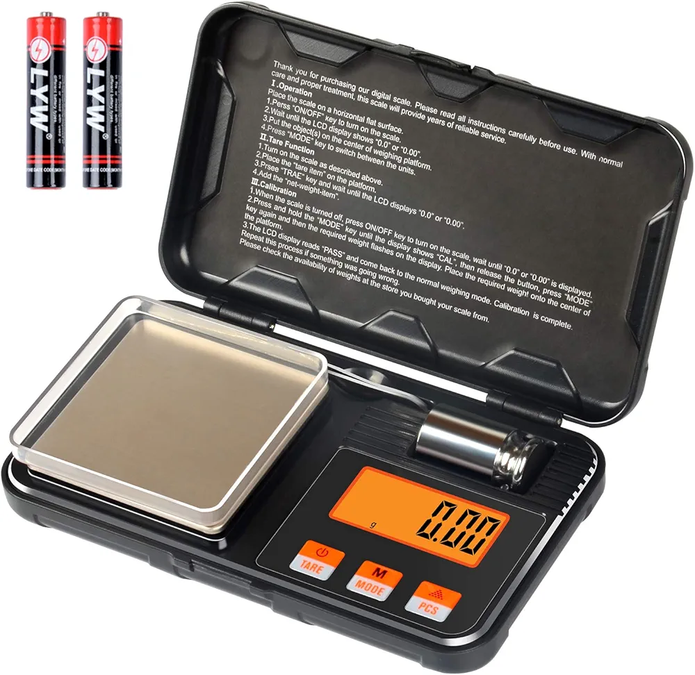 Digital Scale, Lan Sheng 200g x 0.01g Gram Scale with Pocket Size, 50g Calibration Weight,6 Units Conversion, LCD Back-Lit Display, Use for Jewelry/Gold/Food/Powder/Spice(Battery Included)