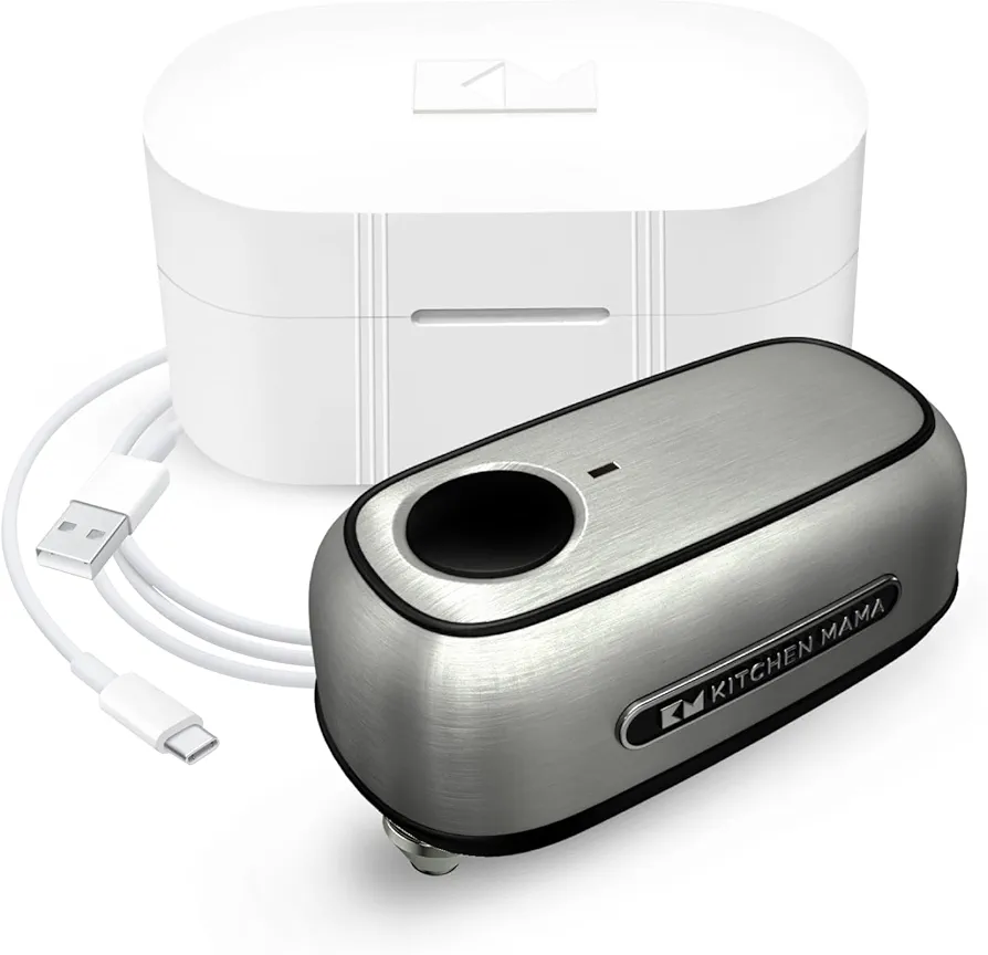 Kitchen Mama Orbit One Stainless Steel Rechargeable Can Opener: Hands-free Operation, USB-C Charging, Automatic Shut-off, Smooth-edge Cutting, Professional-grade Blade for Large Cans