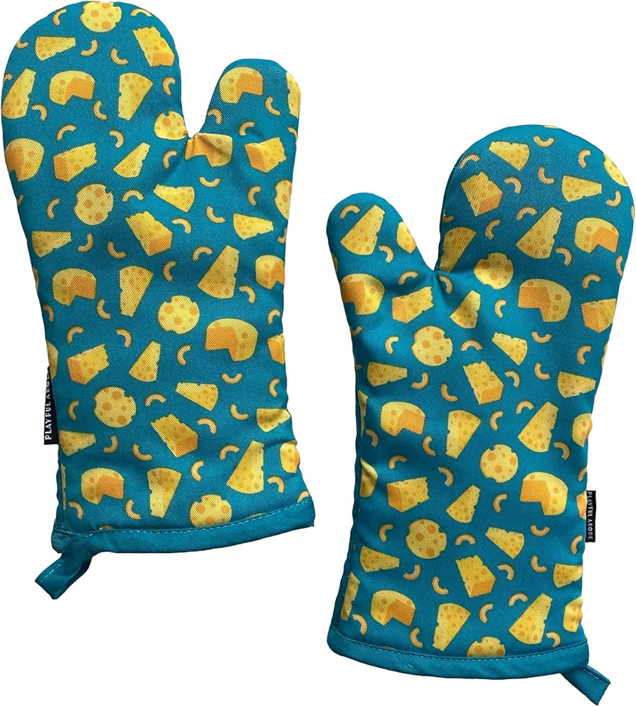 Fun, Colorful & Cute Oven Mitts for Cooking & Baking, 2-Piece Soft Cotton Set