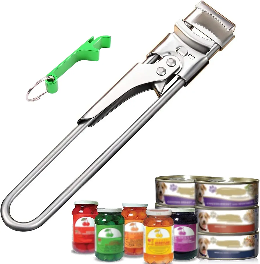 Adjustable Bottle Opener Stainless Steel Manual Bottle Opener Good To Grip Bottle Opener Lid Remover With A Multi-function Screwdriver Keychain (No Canned Food)