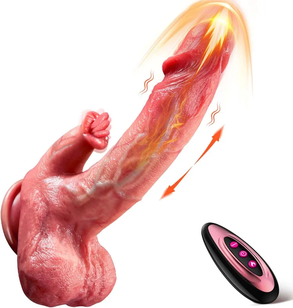 Realistic Thrusting Dildo Licking Vibrator - 5 in 1 Sex Toys Dildos with 9 Vibrating 9 Thrusting Heating & Tongue Licking Modes for G Spot Anal Stimulation, Silicone Anal Dildo for Women and Couple