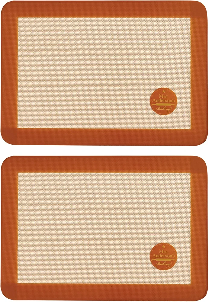 Mrs. Anderson’s Baking Non-Stick Silicone Quarter-Size Baking Mat Set, 8.5-Inch x 12-Inch, Set of 2