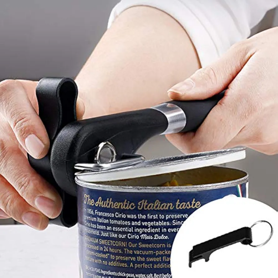 Safe Cut Manual Can Opener, Smooth Edge Can Opener - Can Opener Handheld With Soft Grips, Ergonomic Smooth Edge, Food Grade Stainless Steel Cutting Can Opener for Kitchen & Restaurant