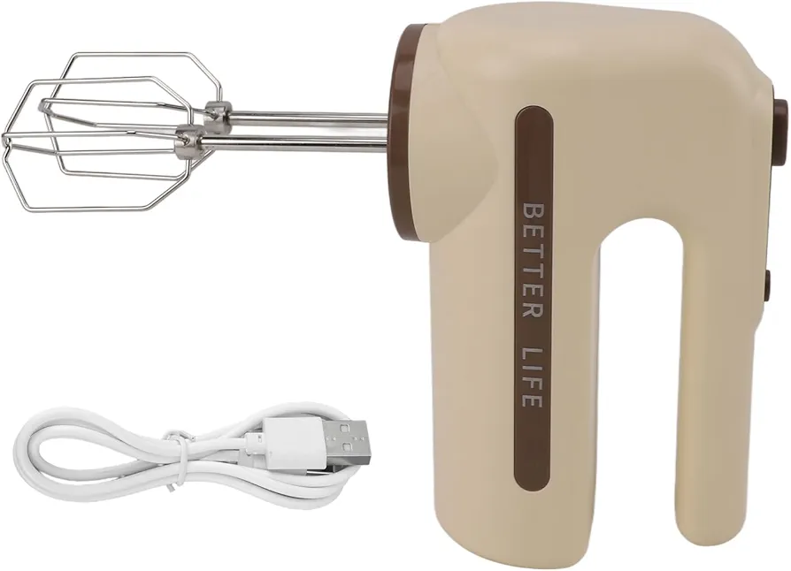 Atyhao Cordless Electric Hand Mixer with 5 Speed Stainless Steel Whisk, USB Charging Long Battery Life for Baking Cream Batter Mashed Potatoes