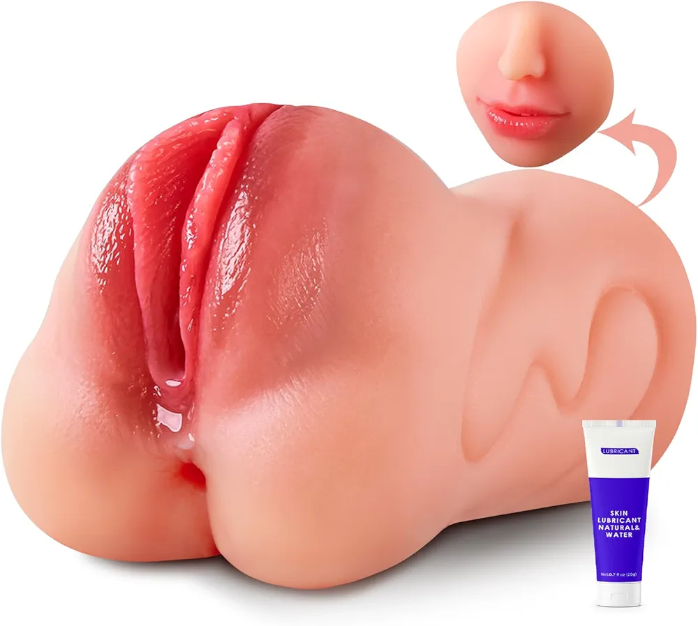 Male Masturbator 3 in 1 Pocket Pussy - Isskis Male Sex Toys 3D Realistic Textured Three Channels & Mouth for Man Masturbation, Male Stroker with Teeth and Tongue Adult Toys for Men Penis Training