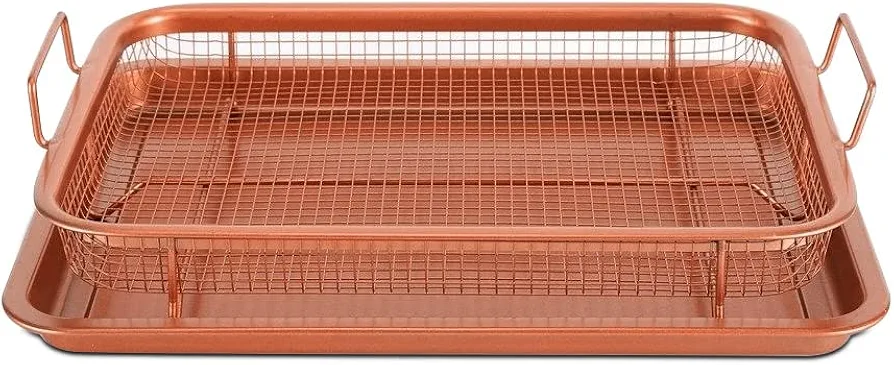 Crisping Basket & Tray Set,Crisper Basket,Non-Stick Bakeware Set for Oven with Crisper Pan and Cookie Sheet