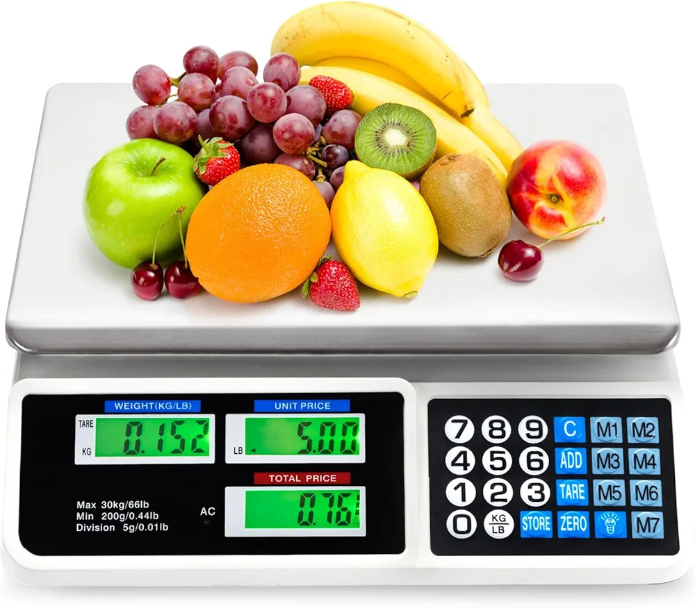 Giantex Price Computing Scale, 66 lbs LCD Digital Commercial Food Meat Produce Weighing Scale in lb & kg, Stainless Steel Electronic Kitchen Scale for Farmers Market, Retail Outlets, Meat Shop