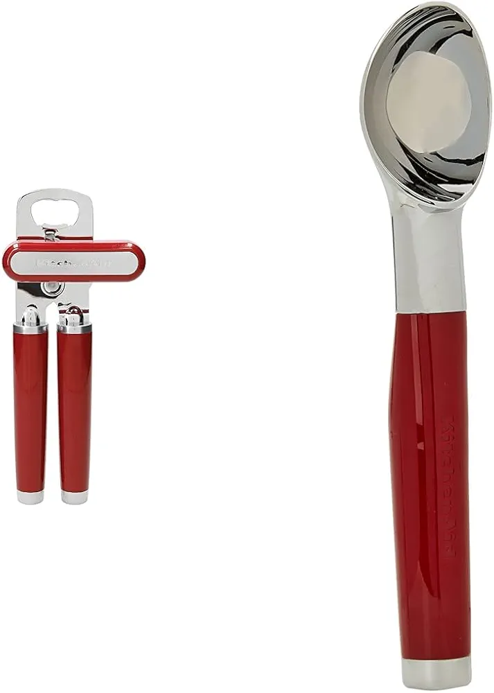 KitchenAid Classic Multifunction Can Opener, Bottle Opener, 8.34-Inch & Classic Ice Cream Scoop, Red 2