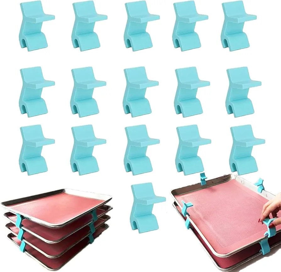 Baking Sheet Stackers,Baking Tray Stackers,Cookie Sheet Stacking Clips,Space-Saving Tray Stackers, Reusable Cookie Tray Stacker Clips, For Baking Sheet and Freeze Dryer Trays (16 PCS)