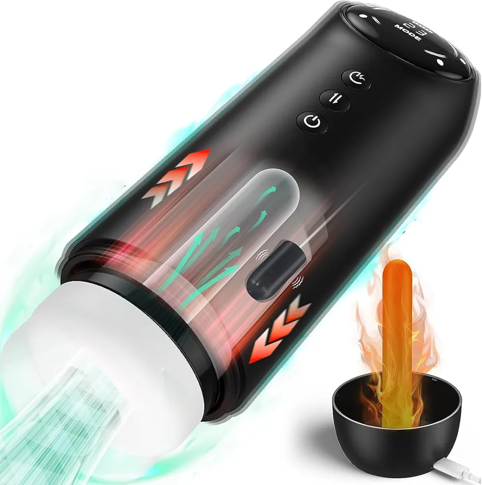 Male Masturbator Sex Toy - Penis Suction Sexual Stimulation Device with 10 Vibrating & 4 Sucking & Thrusting Modes & Voice & Heating, Automatic Stroker Blowjobsex Machine Electric Tight Pocket Pussies