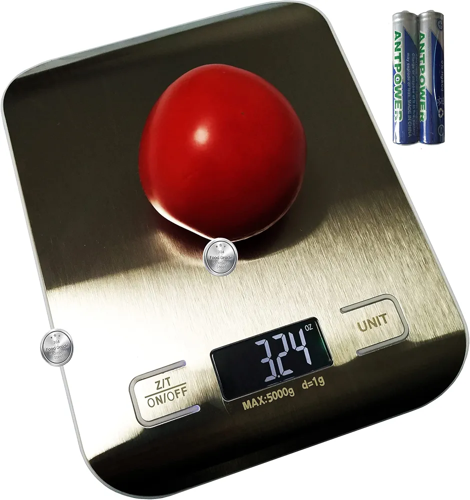 Digital Food Kitchen Scale Baking, Cooking, Keto and Meal Prep, Small, 304 Stainless Steel， High Precise Measuring Scale for Food Ounces and Grams, Blue Surface with Backlit LCD Display