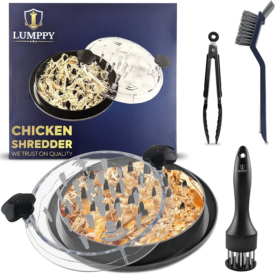 Chicken Shredder, Large Chicken Shredder Tool Twist With Brush, Tongs, Meat Tenderizer Visible Meat Shredder Machine Anti-Slip Strip, Ergonomic Handle, Suitable For Pork, Beef, Chicken (Black)