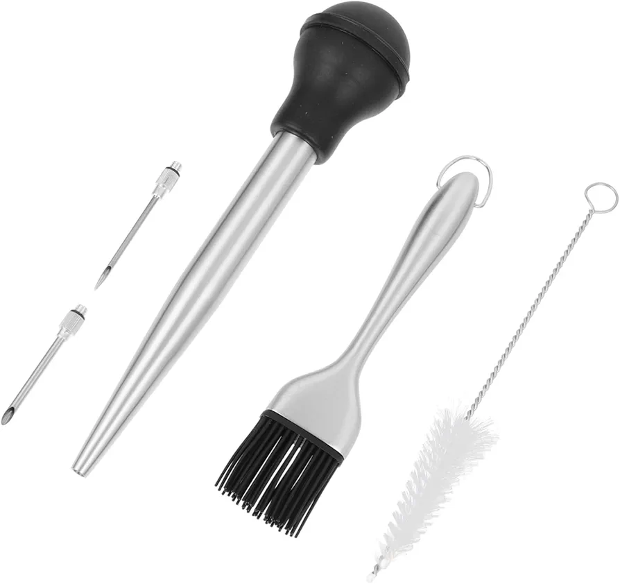 1 Set Turkey Seasoning Pump Chicken Injector Meat Condiment Injector Bbq Injector Grilled Food Injector Turkey Baster Needle Marinated Pork Injector Turkey Injecting Tools Plastic