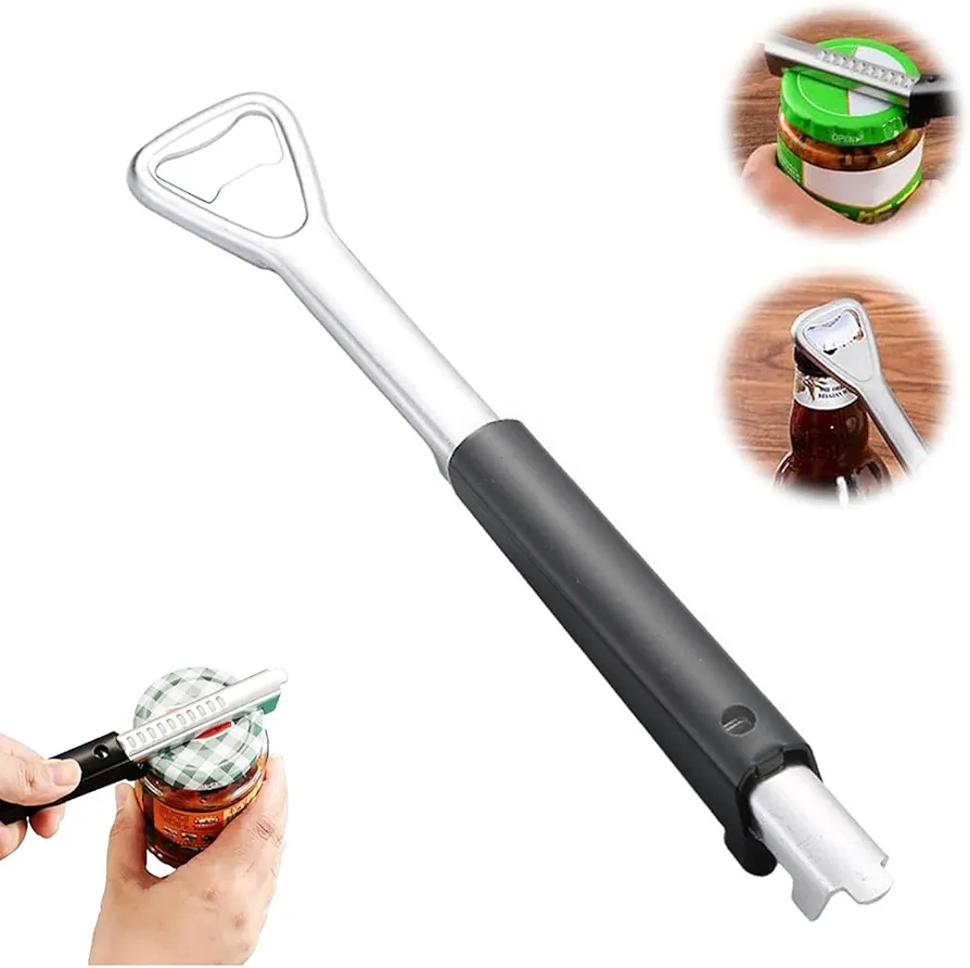 2 in 1 Adjustable Jar Opener,2024 New Adjustable Jar Opener for Weak Hands, Multi-function Can Opener Manual Lid Gripper Opener and Bottle Opener Tool for Seniors with Arthritis,Kitchen Gadgets