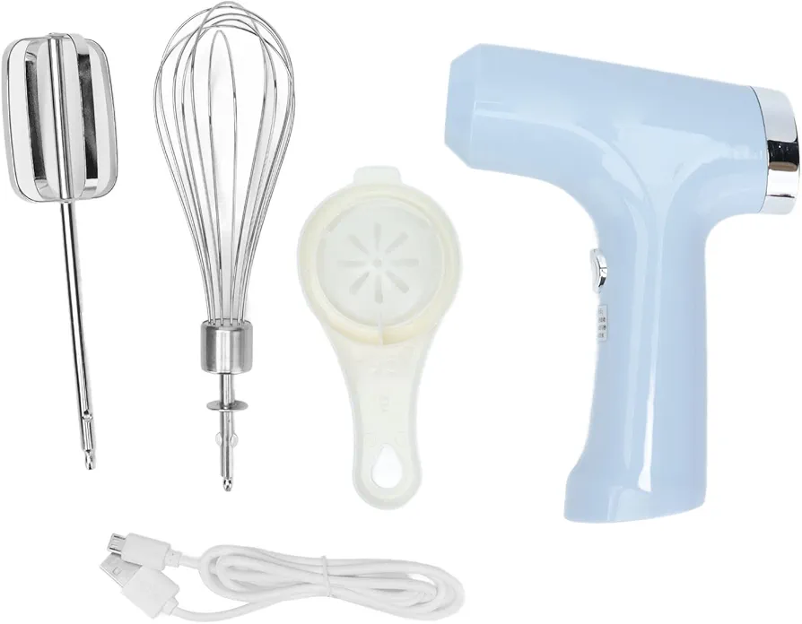 Electric Hand Mixer, USB Charging Cordless Egg Whisk Stainless Steel Electric Handheld Mixer Portable Kitchen Blender for Home